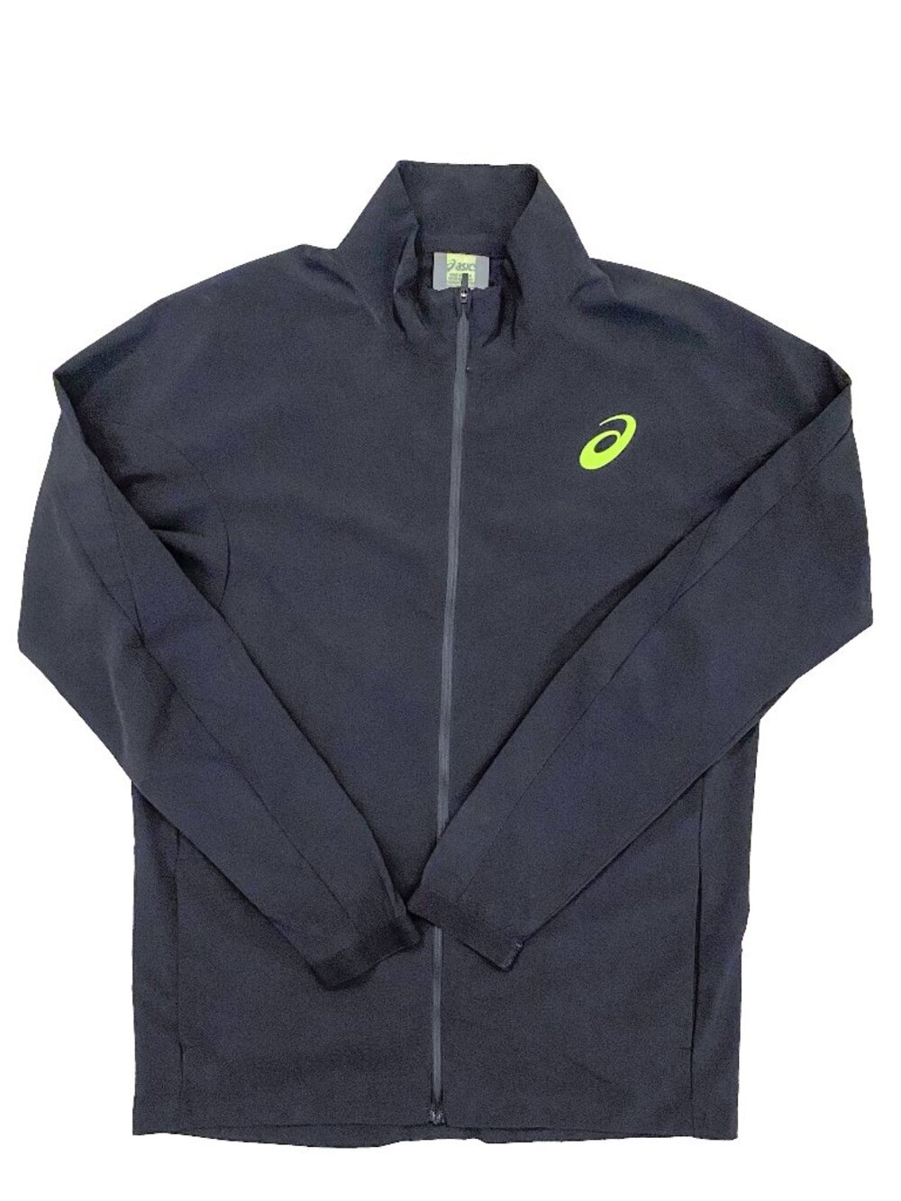 ASICS Men's Full Zip Stretch Athletic Running Jacket Black Neon Size L Wind Resi